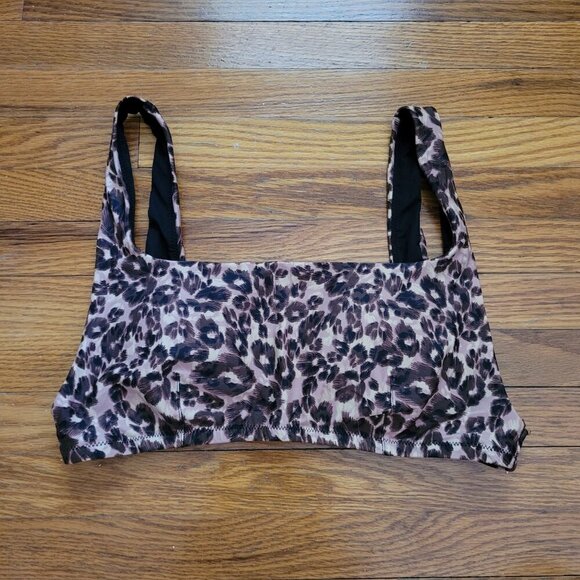 AERIE | Leopard Scoop Bikini Swim Top | Sz. L - Picture 3 of 7